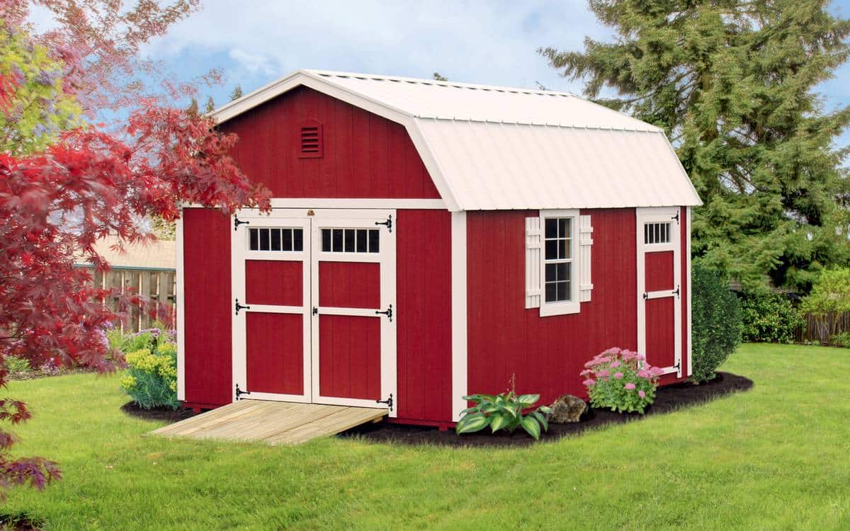 Graphic of red lofted barn in backyard