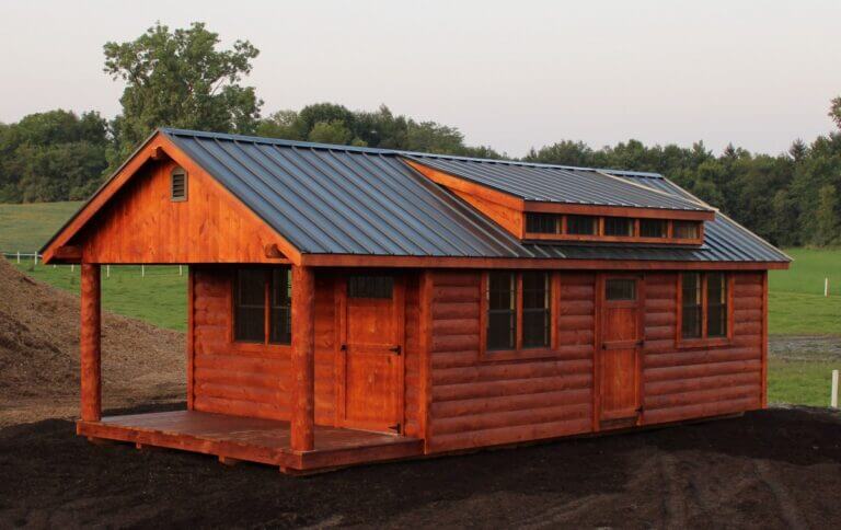 Front of log cabin