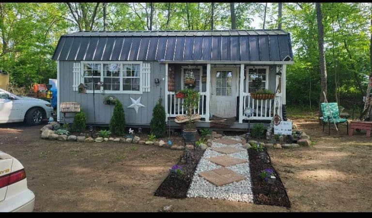 Decorated cabin at camp site