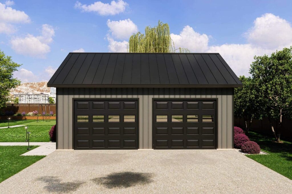 Beige and gray two-car pro series garage