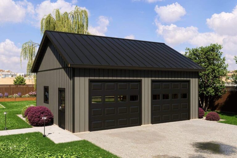 Beige and gray two-car pro series garage